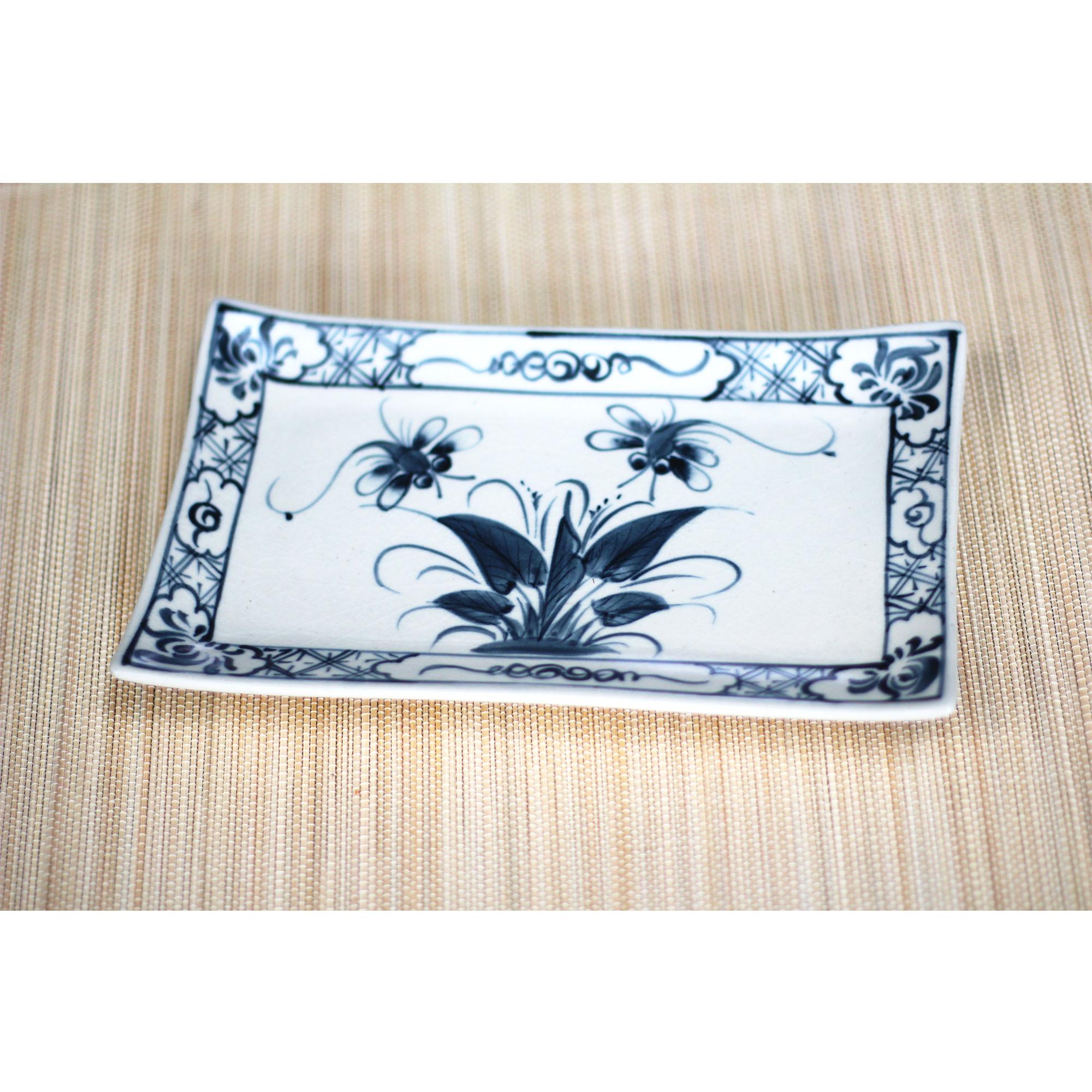 Bộ chén dĩa men rạn vẽ chuồn khoai Bát Tràng MNV-BBA02 Chuồn
