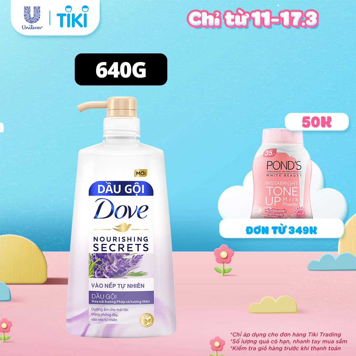 Dầu Gội Dove Vào Nếp Sống Động Tự Nhiên (640)g