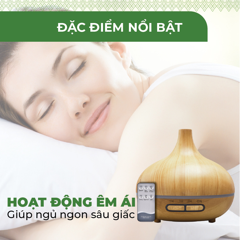 Máy khuếch tán Tinh Dầu 24Care Cổ Cao màu Vàng Ultrasonic 500ml, Tặng 3 Chai Tinh dầu Sả Chanh + Bạc Hà + Oải Hương 24Care 10ml | Xông Phòng | Kèm Remote Điều Khiển |Công nghệ siêu âm tiên tiến.