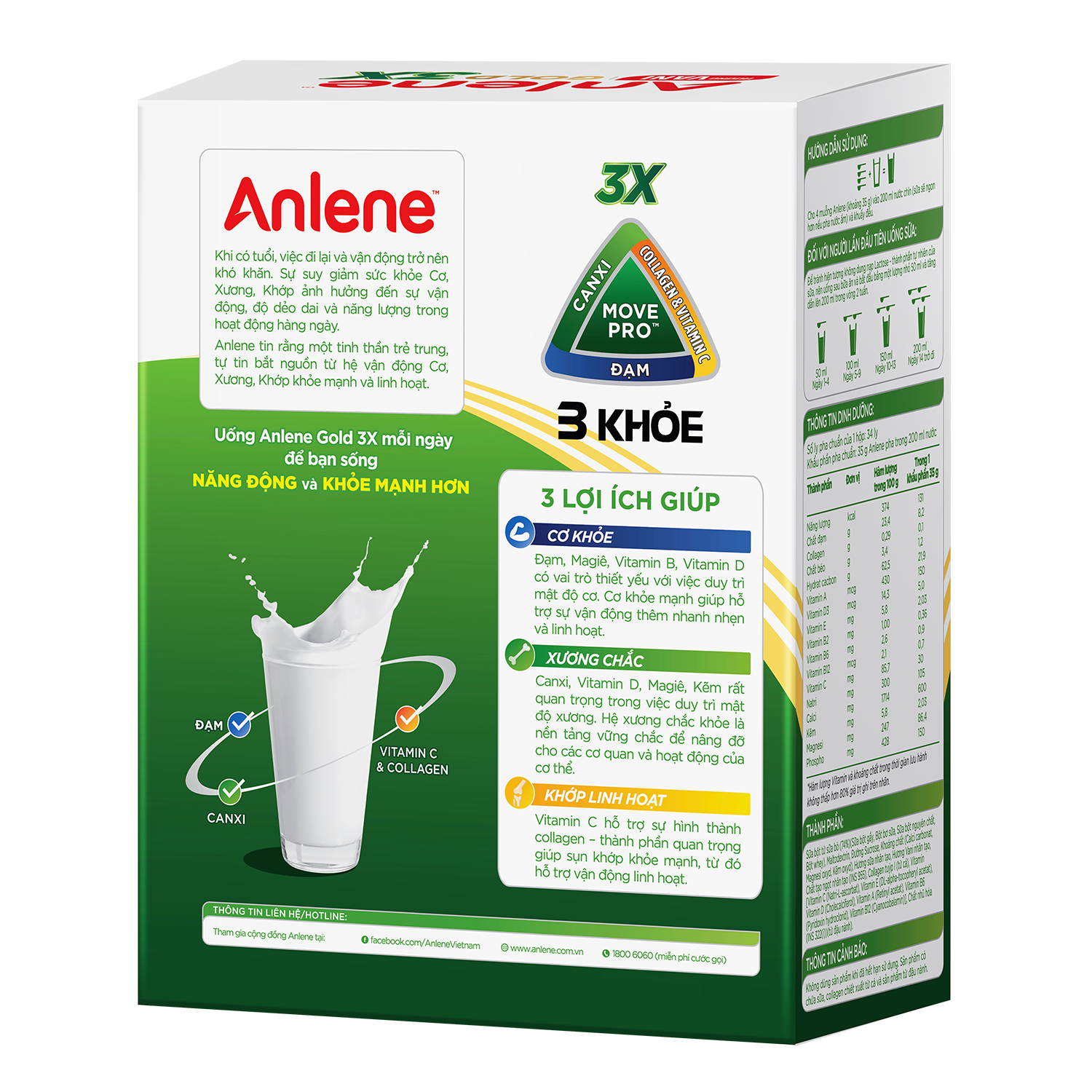 Sữa Bột Anlene Gold Movepro 3X Hương Vanilla (Hộp Giấy 1,2kg)