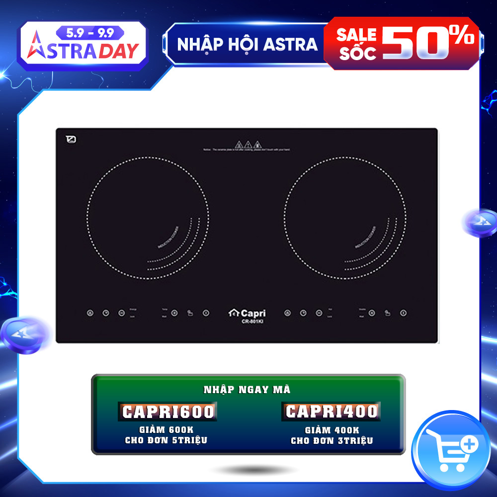 Bếp điện từ đôi Capri CR-801KI | Hàng chính hãng | Tiết kiệm điện