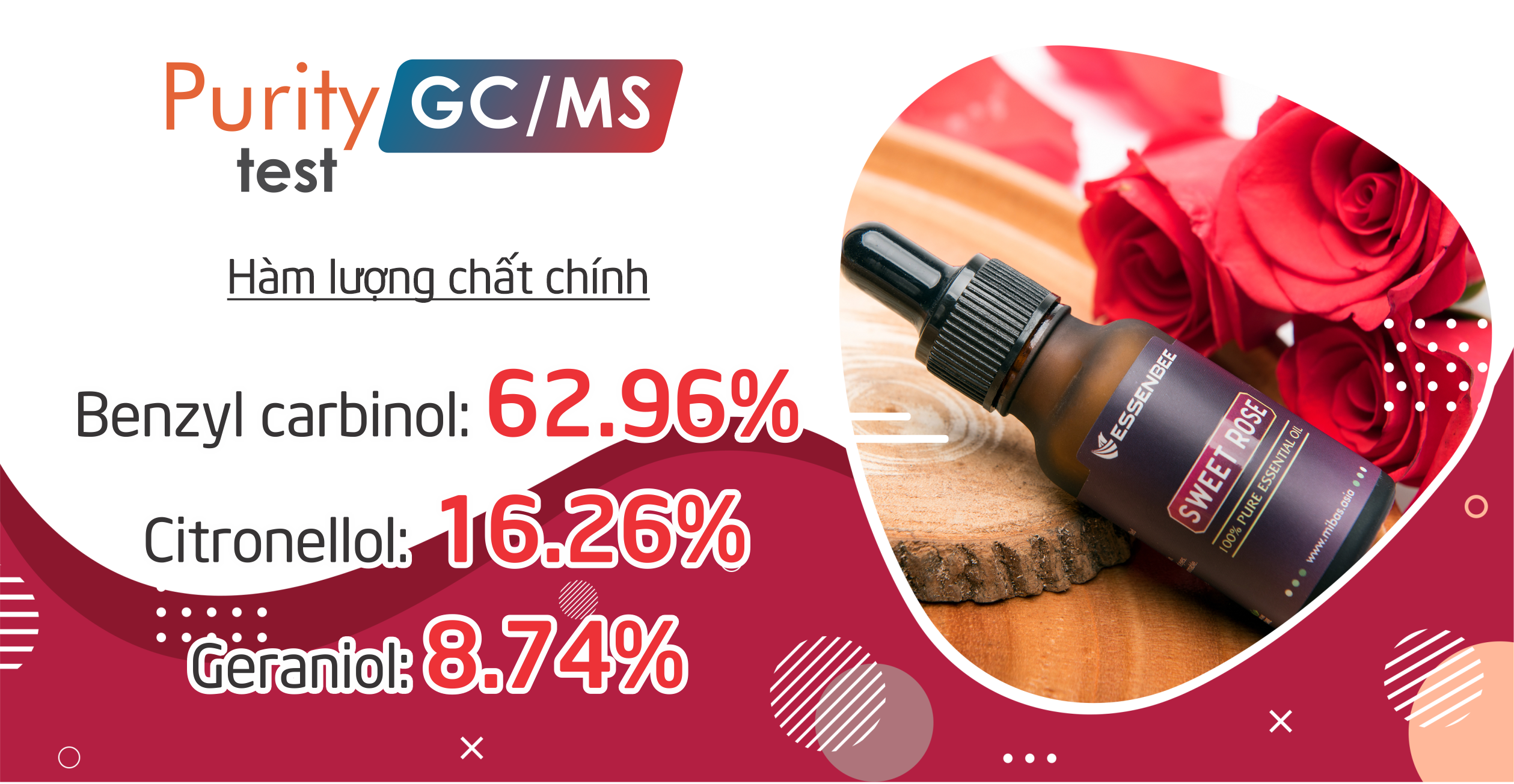 Tinh dầu thiên nhiên Hoa Hồng - Essenbee - 20ml - Giải tỏa căng thẳng, thư giãn tinh thần, giảm stress. Dưỡng ẩm cho da, làm mờ vết thâm và hỗ trợ điều trị quầng thâm mắt. Khử mùi và tạo bầu không khí trong lành.