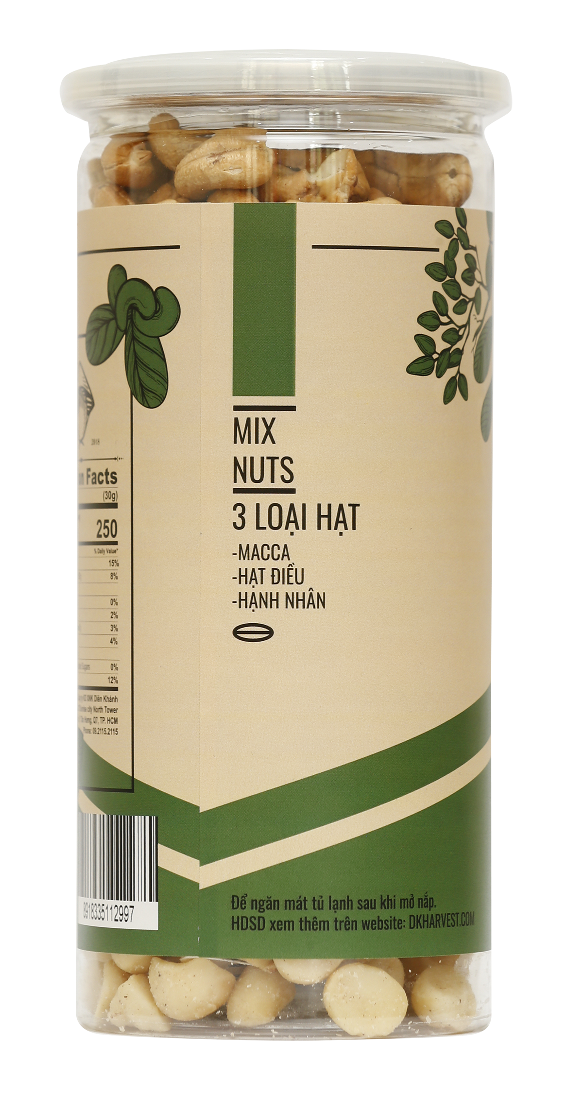 Hạt Mix 3 Loại (Macca - Hạt Điều - Hạnh Nhân) DK Harvest nhập khẩu - hạt ngũ cốc dinh dưỡng, ăn vặt, giảm cân, eatclean, thực dưỡng