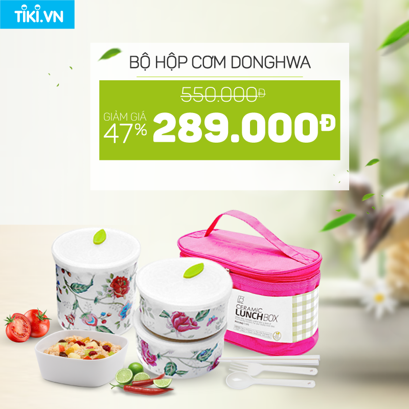 Bộ Hộp Cơm Dong Hwa Sứ Cao Cấp PR-LB001S3 800Ml