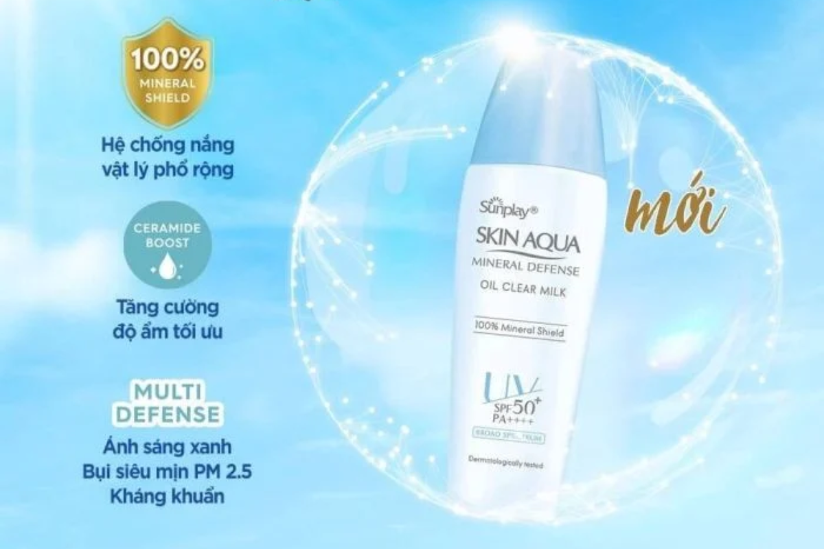 Kem chống nắng Skin Aqua Mineral Defense Oil Clear Milk