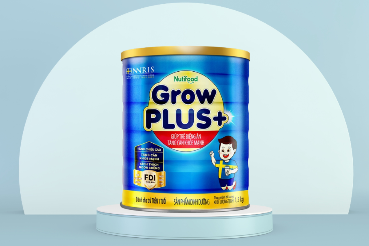 Nutifood GrowPLUS+ xanh được thiết kế dành cho trẻ biếng ăn, nhẹ cân