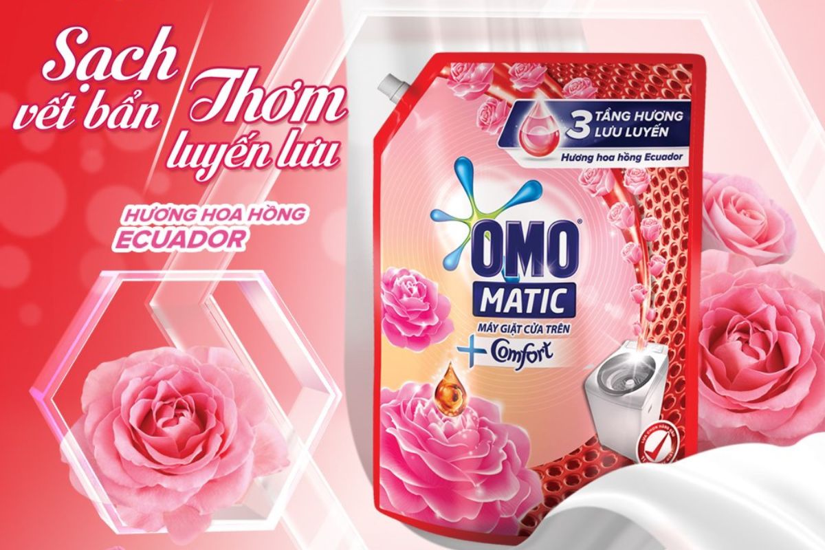 Nước giặt OMO Matic hương hoa hồng 