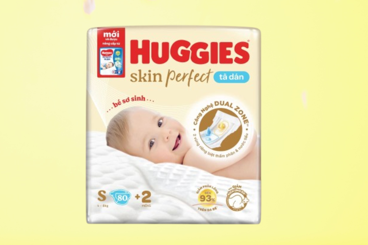 Tã dán sơ sinh Huggies Skin Perfect size S
