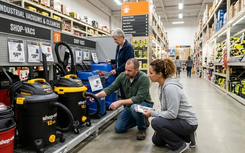 Kh&aacute;ch h&agrave;ng đang lựa chọn m&aacute;y h&uacute;t bụi c&ocirc;ng nghiệp trong cửa h&agrave;ng