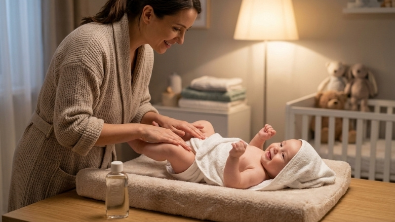 Massage mỗi ng&agrave;y kh&ocirc;ng chỉ bảo vệ l&agrave;n da mỏng manh m&agrave; c&ograve;n l&agrave; ng&ocirc;n ngữ y&ecirc;u thương mẹ d&agrave;nh cho con