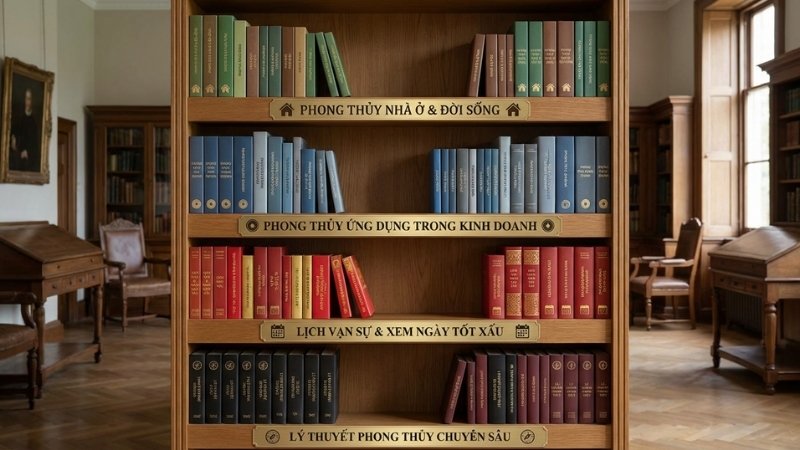 Sách phong thủy tại Tiki gồm nhà ở, kinh doanh, lịch vạn sự và lý thuyết chuyên sâu