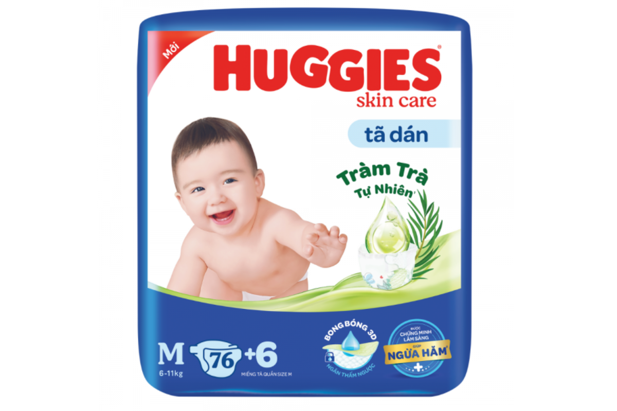 Tã dán Huggies Skin Care Tràm Trà