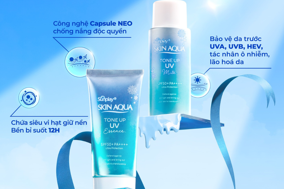 Kem chống nắng Sunplay Skin Aqua Tone Up UV Milk Blue