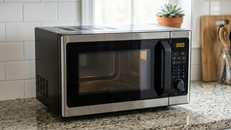 Lò vi sóng hiện đại, hâm nóng, nấu nướng nhanh chóng, tiện lợi cho mọi gia đình