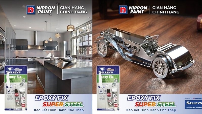 Keo d&aacute;n si&ecirc;u d&iacute;nh SELLEYS EPOXY FIX SUPER STEEL (keo AB 2 th&agrave;nh phần) 1 bộ 2 tu&yacute;p 20ml
