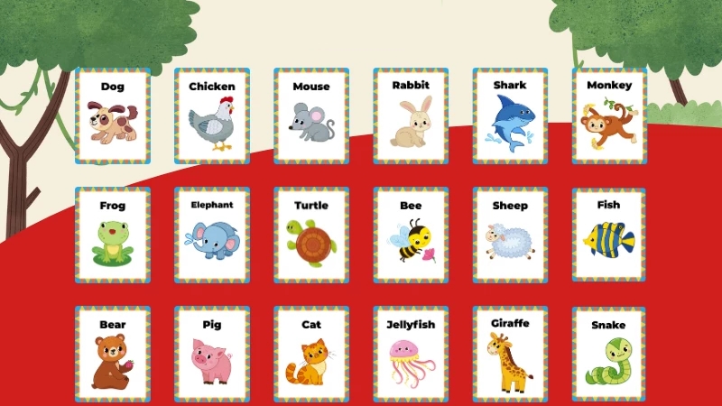 Flashcards cho b&eacute; gi&uacute;p học từ mới một c&aacute;ch tự nhi&ecirc;n v&agrave; vui nhộn.