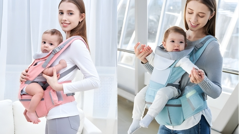 Địu trợ lực giúp bé luôn được ôm ấp an toàn trong vòng tay ba mẹ mà không gây mỏi