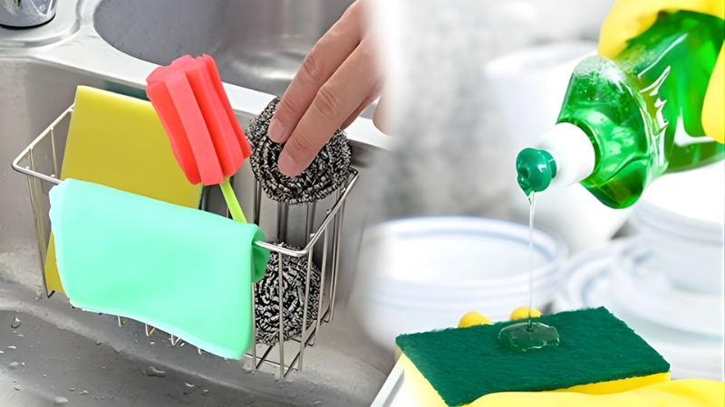 Miếng rửa ch&eacute;n, ch&agrave; nồi c&oacute; thiết kế tiện lợi, dễ cầm nắm khi sử dụng