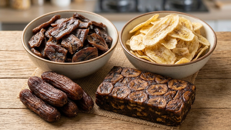 Chuối sấy dẻo hay sấy gi&ograve;n đều l&agrave; m&oacute;n ăn vặt hấp dẫn, cung cấp năng lượng tức th&igrave;