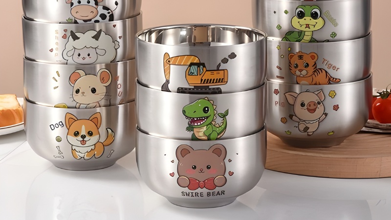 Tô chén inox giữ nhiệt giúp thức ăn và an toàn cho bé khi chạm vào