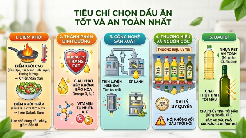 B&iacute; k&iacute;p lựa chọn Dầu ăn ngon v&agrave; an to&agrave;n cho gia đ&igrave;nh bạn