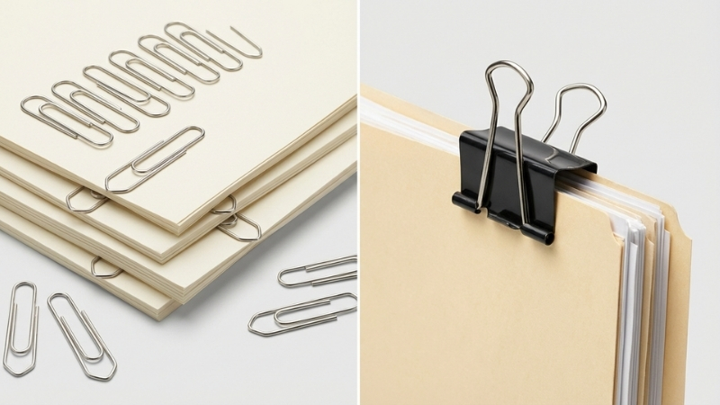 Chất liệu thép cứng cáp giúp các loại kim kẹp giữ phom tốt và không làm ố vàng giấy tờ