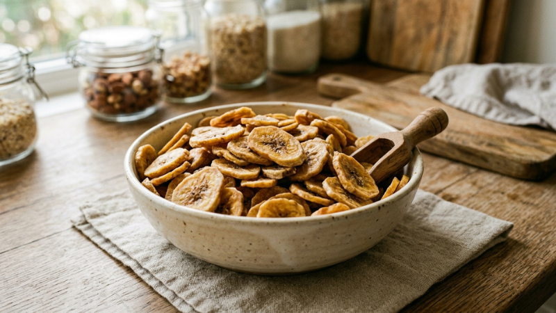 Chuối sấy tự nhi&ecirc;n l&agrave; m&oacute;n ăn vặt l&agrave;nh mạnh, cung cấp dồi d&agrave;o năng lượng mỗi ng&agrave;y