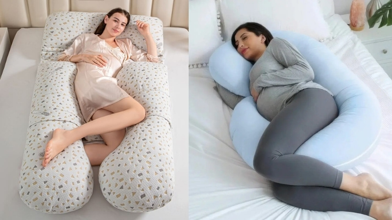 Gối b&agrave; bầu chữ U n&acirc;ng đỡ to&agrave;n th&acirc;n, chữ C gọn nhẹ, linh hoạt, d&ugrave;ng tốt cả sau sinh