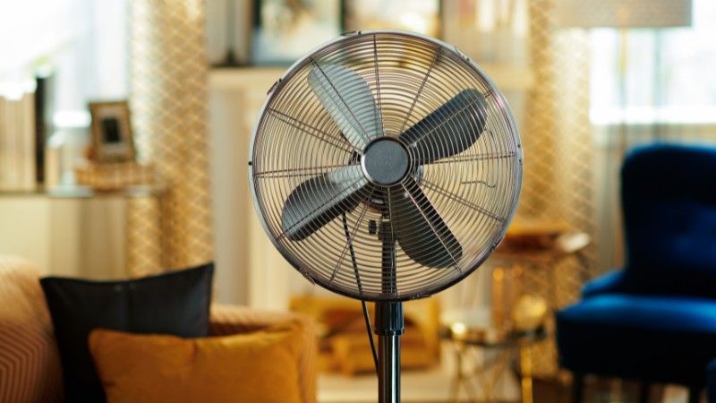 Quạt đứng l&agrave;m m&aacute;t diện rộng dễ điều chỉnh chiều cao v&agrave; di chuyển linh hoạt trong nh&agrave;