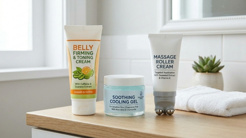 Đầy đủ c&aacute;c loại kem tan mỡ bụng, gel lạnh cho da nhạy cảm v&agrave; kem c&oacute; đầu lăn massage