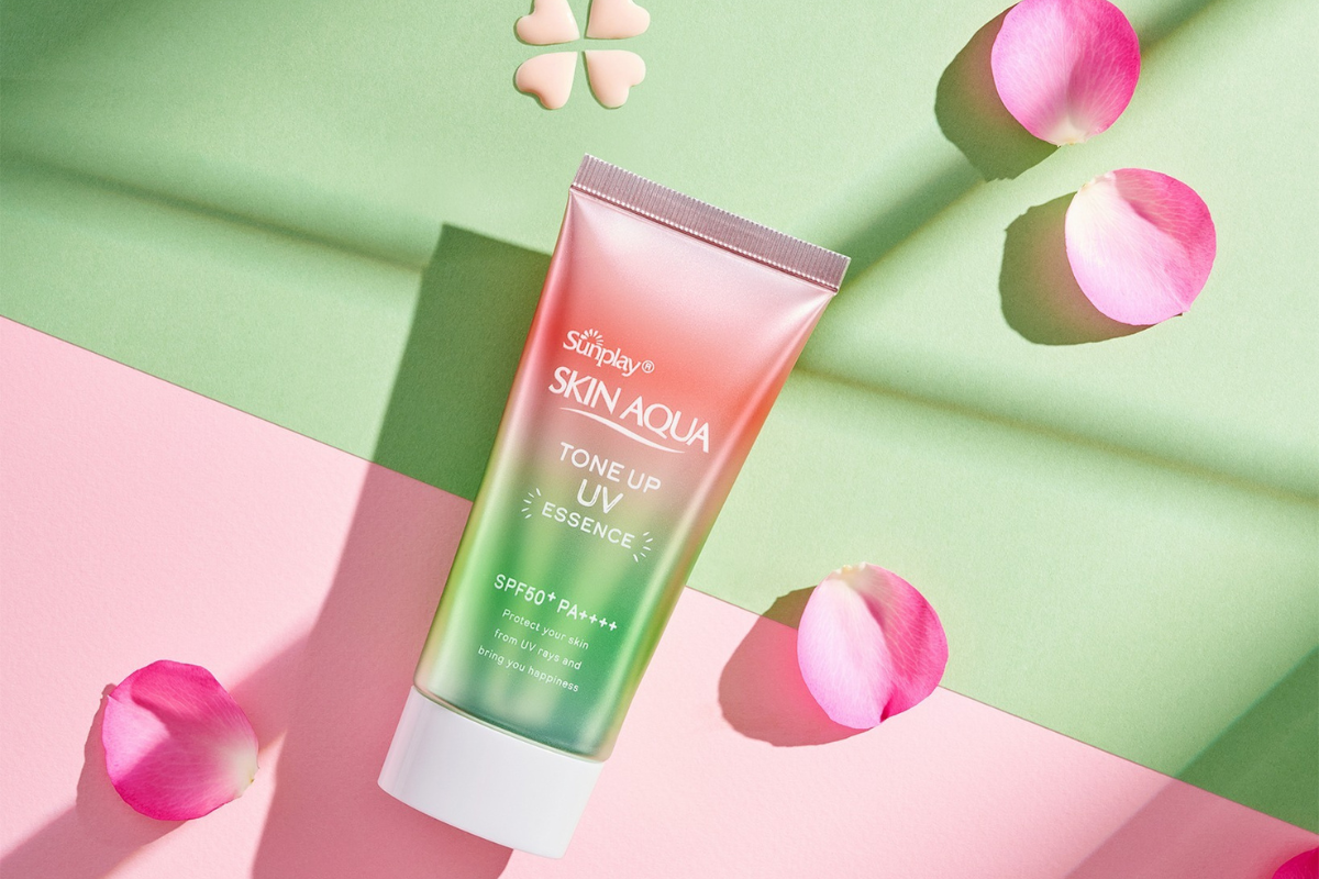 Kem chống nắng Skin Aqua Tone Up UV Essence Rose