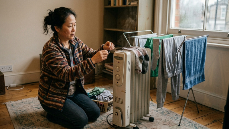 Sưởi dầu tỏa nhiệt dịu nhẹ, giữ nhiệt l&acirc;u v&agrave; t&iacute;ch hợp gi&aacute; phơi sấy quần &aacute;o v&ocirc; c&ugrave;ng tiện dụng