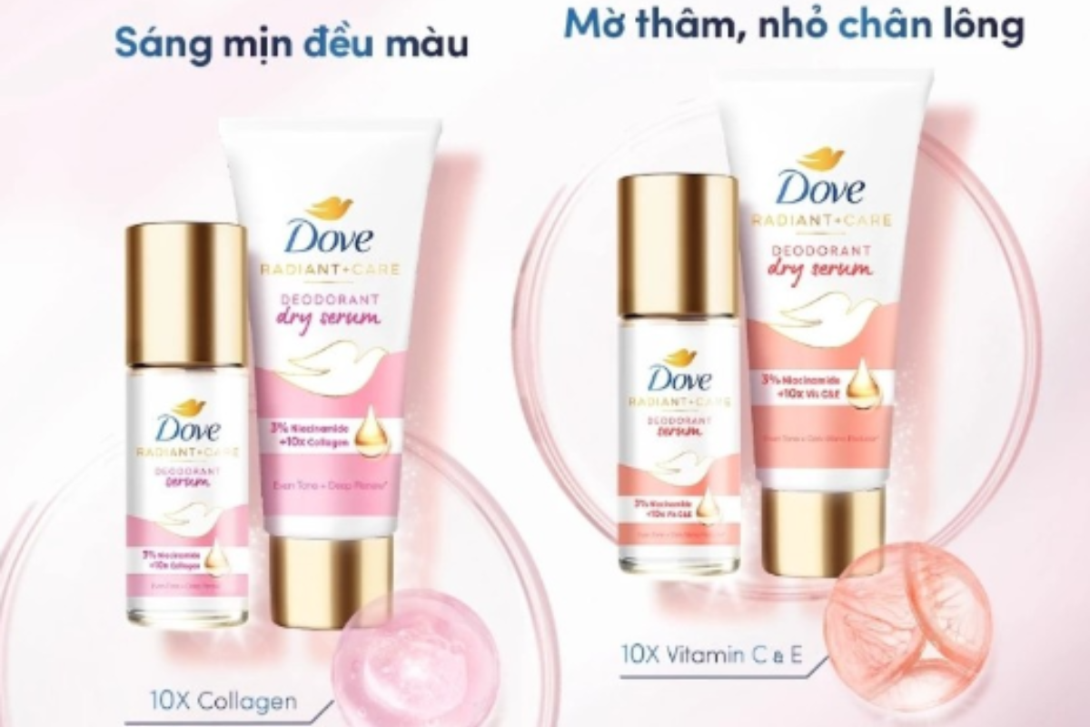 Lăn khử mùi Dove Tinh chất Sáng da NIA + Collagen