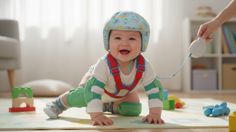 Đồ bảo hộ cho b&eacute; tại Tiki gồm mũ, vớ chống trượt, băng gối, đai tập đi gi&uacute;p b&eacute; vận động an to&agrave;n