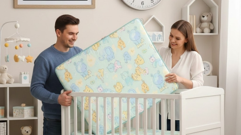 Chọn nệm cho b&eacute; cần độ cứng ph&ugrave; hợp, chất liệu an to&agrave;n, tho&aacute;ng kh&iacute;, đ&uacute;ng k&iacute;ch thước v&agrave; dễ vệ sinh