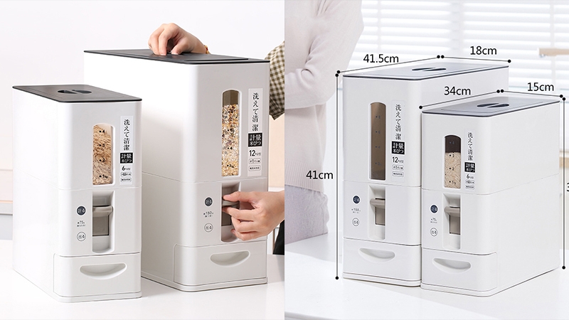 Th&ugrave;ng đựng gạo gi&uacute;p tối ưu kh&ocirc;ng gian lưu trữ trong gian bếp