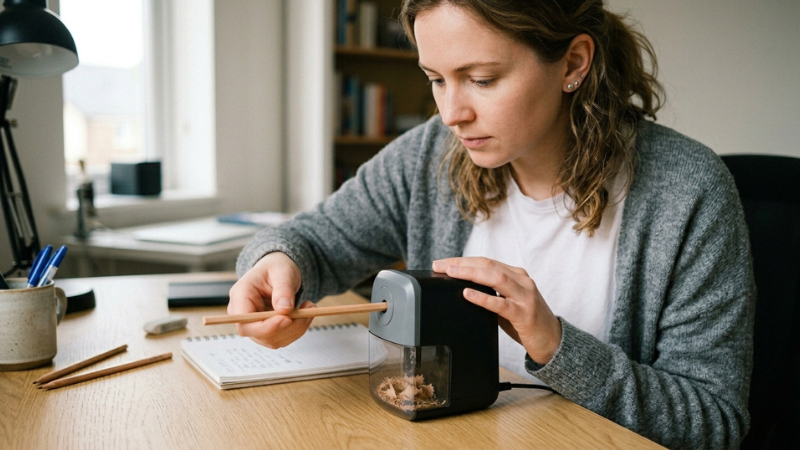 Sử dụng gọt ch&igrave; sắc b&eacute;n hạn chế l&agrave;m rơi v&agrave; bảo quản nơi kh&ocirc; r&aacute;o gi&uacute;p b&uacute;t lu&ocirc;n bền đẹp v&agrave; viết mượt