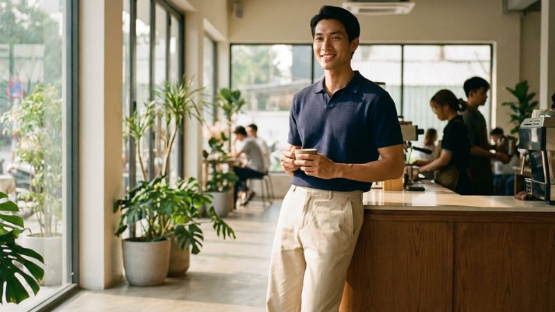 Ưu ti&ecirc;n những chiếc quần t&acirc;y nam ống đứng hoặc Slim Fit vừa vặn để tạo cảm gi&aacute;c c&acirc;n đối, lịch l&atilde;m