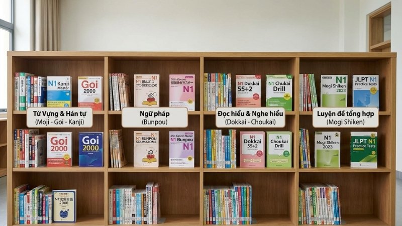 Tiki c&oacute; đủ s&aacute;ch luyện N1 theo từng kỹ năng như từ vựng, ngữ ph&aacute;p, đọc nghe v&agrave; luyện đề