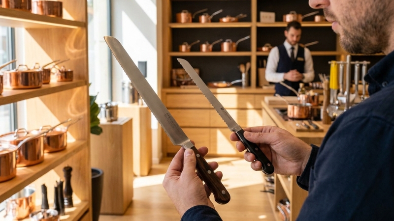 Chọn mua dao b&aacute;nh m&igrave; dựa tr&ecirc;n độ d&agrave;i lưỡi v&agrave; nhu cầu sử dụng thực tế của gia đ&igrave;nh