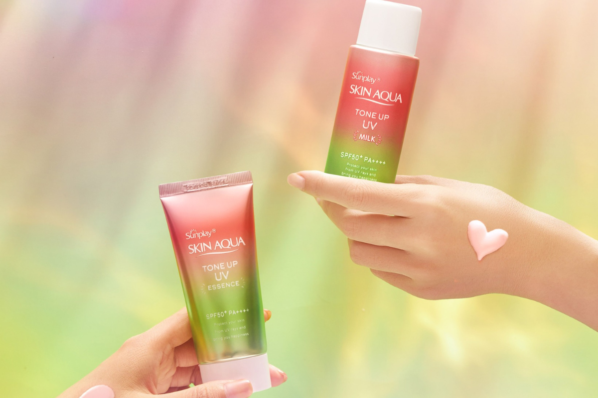 Kem chống nắng Sunplay Skin Aqua Tone Up UV Milk Rose