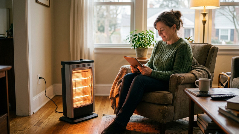 Sưởi hồng ngoại l&agrave;m ấm tức th&igrave;, kh&ocirc;ng đốt ch&aacute;y oxy n&ecirc;n cực kỳ an to&agrave;n cho l&agrave;n da