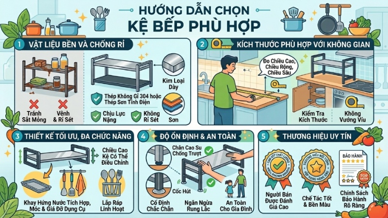 Mẹo nhỏ để lụa chọn kệ nhà bếp ưng ý