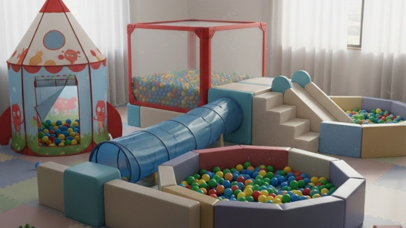 Tiki gợi &yacute; nh&agrave; banh, lều b&oacute;ng đa dạng, dễ gấp gọn, gi&uacute;p b&eacute; vận động vui chơi an to&agrave;n