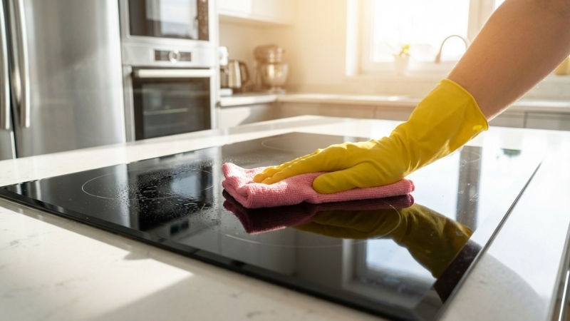 Bề mặt phẳng của bếp điện từ gi&uacute;p việc lau ch&ugrave;i dầu mỡ trở n&ecirc;n nhẹ nh&agrave;ng hơn