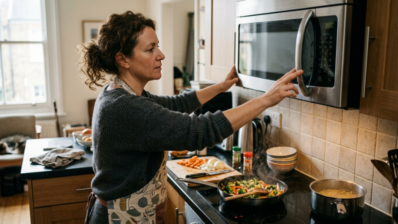 Lò vi sóng có nhiều chế độ nấu, nướng, hấp giúp bữa ăn thêm đa dạng