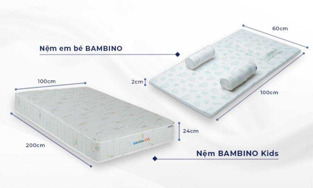 Kích thước nệm cho bé phổ biến