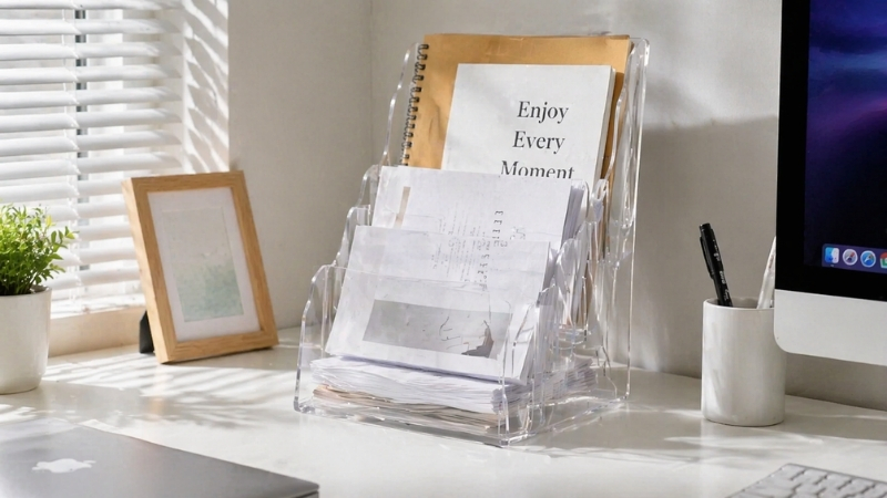 Kệ mica đựng hồ sơ l&agrave; giải ph&aacute;p ho&agrave;n hảo để quản l&yacute; giấy tờ ngăn nắp m&agrave; vẫn giữ được vẻ đẹp hiện đại