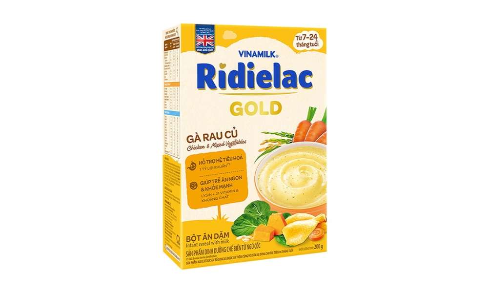 Bột ăn dặm Ridielac Gold gà rau củ bổ sung nhiều dưỡng chất giúp bé ngon miệng