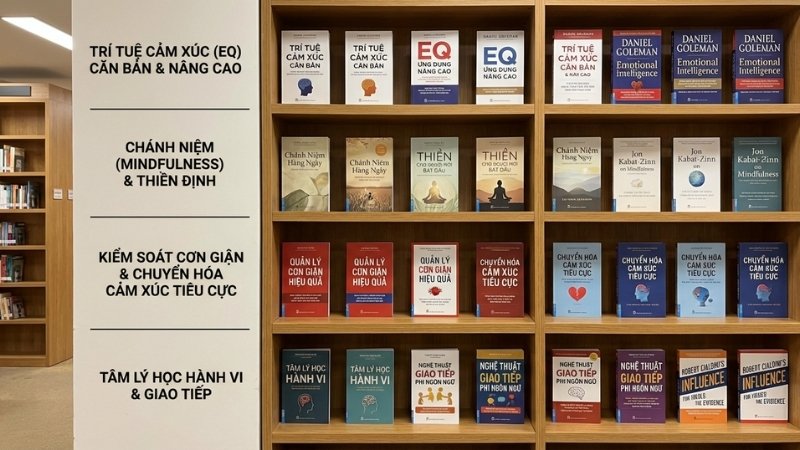 S&aacute;ch quản l&yacute; cảm x&uacute;c tại Tiki gồm EQ, ch&aacute;nh niệm, kiểm so&aacute;t giận dữ v&agrave; t&acirc;m l&yacute; h&agrave;nh vi